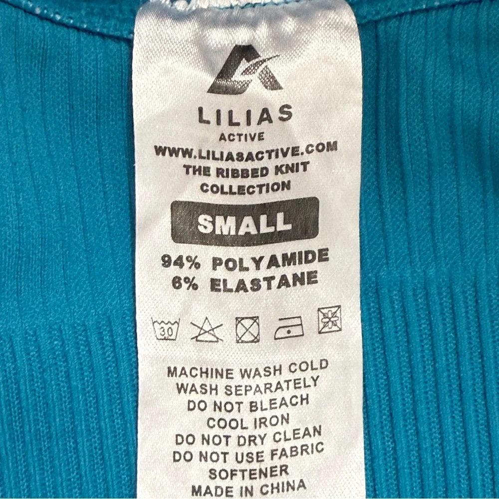 LILIAS ACTIVE Teal Ribbed Knit Sports Bra Small